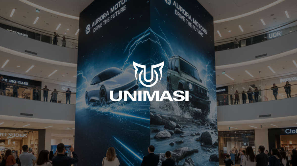 Butuh Jasa Videotron 3D Otomotif Surabaya? Unimasi hadirkan animasi 3D & AI berkualitas agar iklan mobil/motor Anda viral dan tampil mewah.