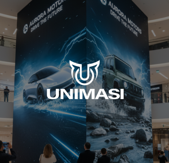 Butuh Jasa Videotron 3D Otomotif Surabaya? Unimasi hadirkan animasi 3D & AI berkualitas agar iklan mobil/motor Anda viral dan tampil mewah.