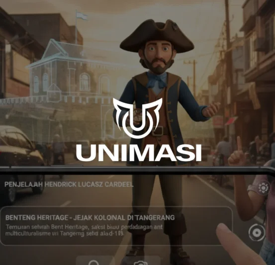 Jasa AR Historical Tour Tangerang. Solusi visual imersif didukung teknologi animasi 3D, Motion Graphic, dan AI dari Unimasi.